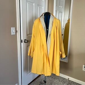 Perry Ellis yellow and cream vintage 90s baggy trench coat, size 10